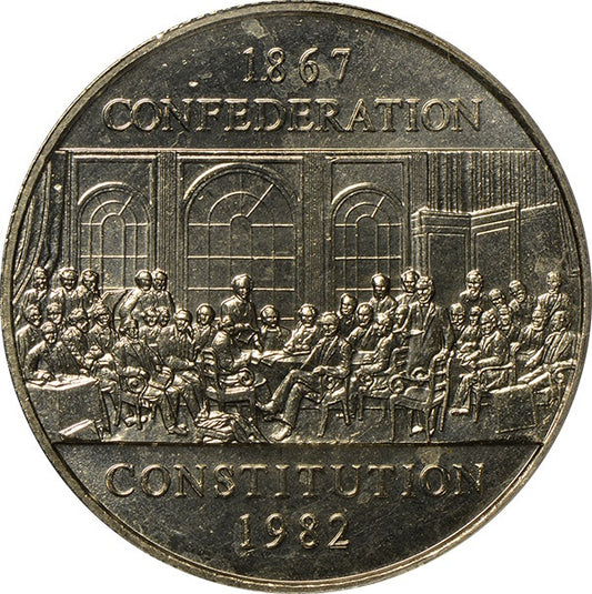 Canada 1982 One Dollar Coin Confederation Constitution Half Dollar