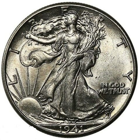 1941 USA Half Dollar 50 Cent Walking Liberty Silver Coin United States Mint