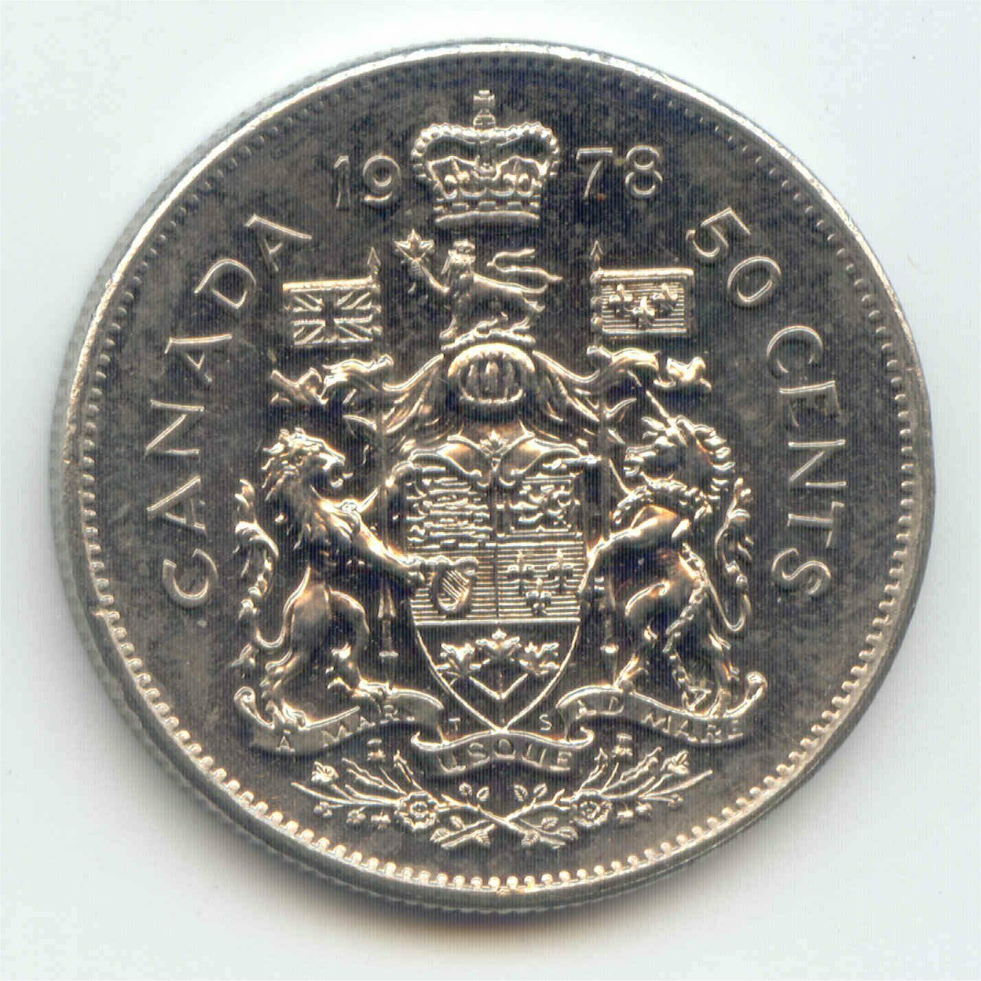 1978 Canada 50 Cent Coin Half Dollar Coat of Arms