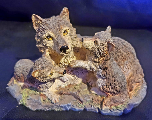 Wolf Babies with Mom Figurine