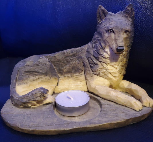 Wolf Tea Light Candle Holder Display