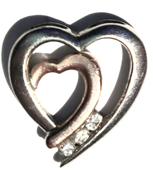 White Gold 10K Heart and Diamond Pendant