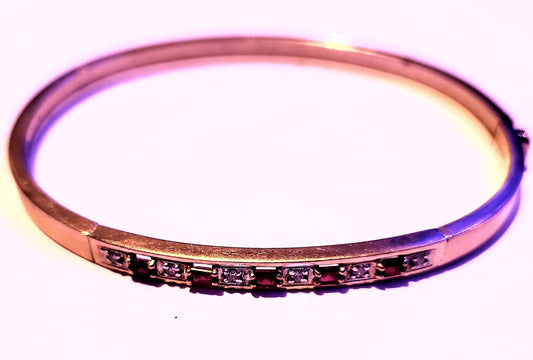 Ladies Gold 10K Diamond Ruby Bracelet Bangle