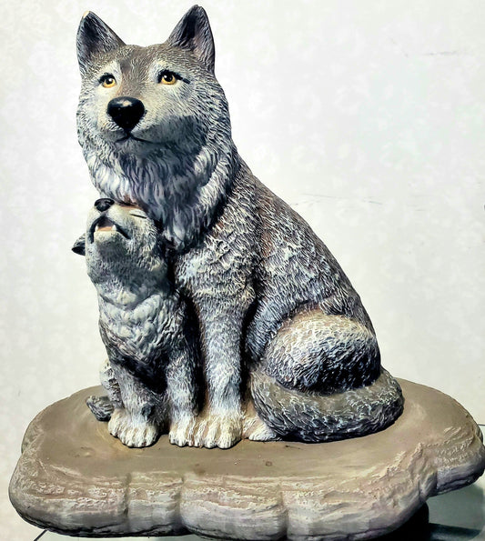 Wolf Mother and Cub Statue