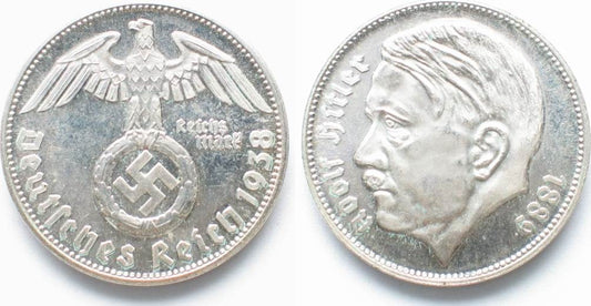 Drittes Reich 1938 2 Reichsmark Rare German Hindenberg 40% Silver Coin