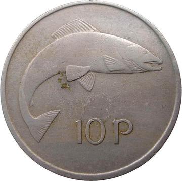 Ireland 10p Pence Irish Coin Eire 1969 10th Pound Salmon