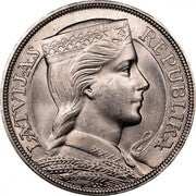 Latvian 83.5% Silver 5 Lati First Republic (1918-1939) 1929