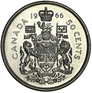 Canada 1966 80% Silver Coin 50 Cents Half Dollar