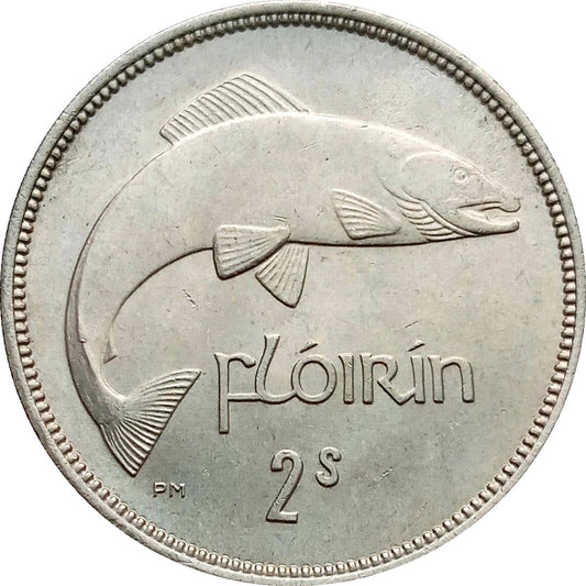 Irish Coin Eire 1951 $2 Floirin Salmon