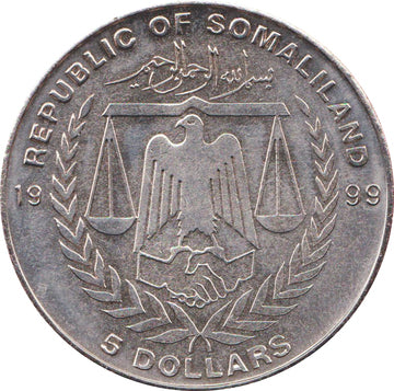 Somaliland 5 Dollars 1999  Year of the Rabbit Coin