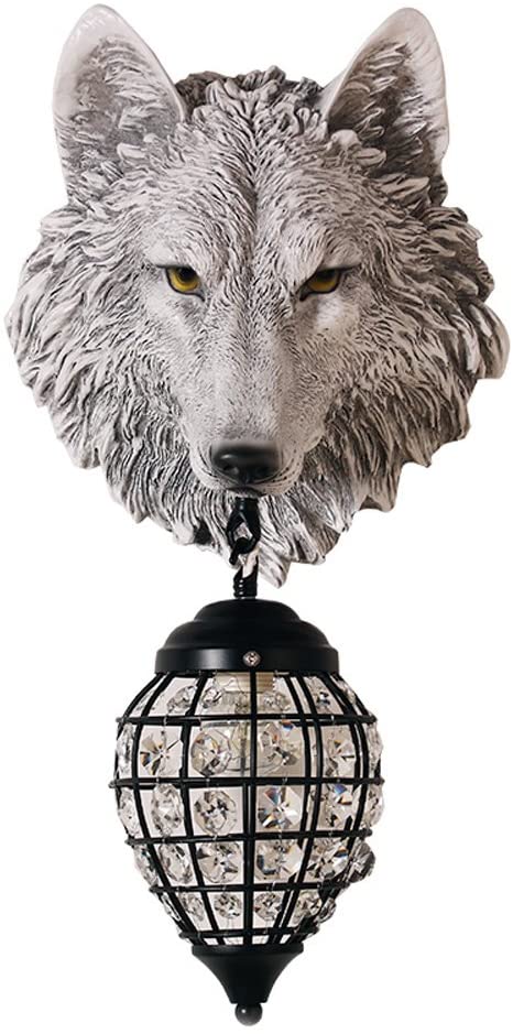 Wolf Head Wall Sconce Light Fixture Sculpture