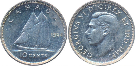 Canada 1944 Silver Coin 10 Cents Dime