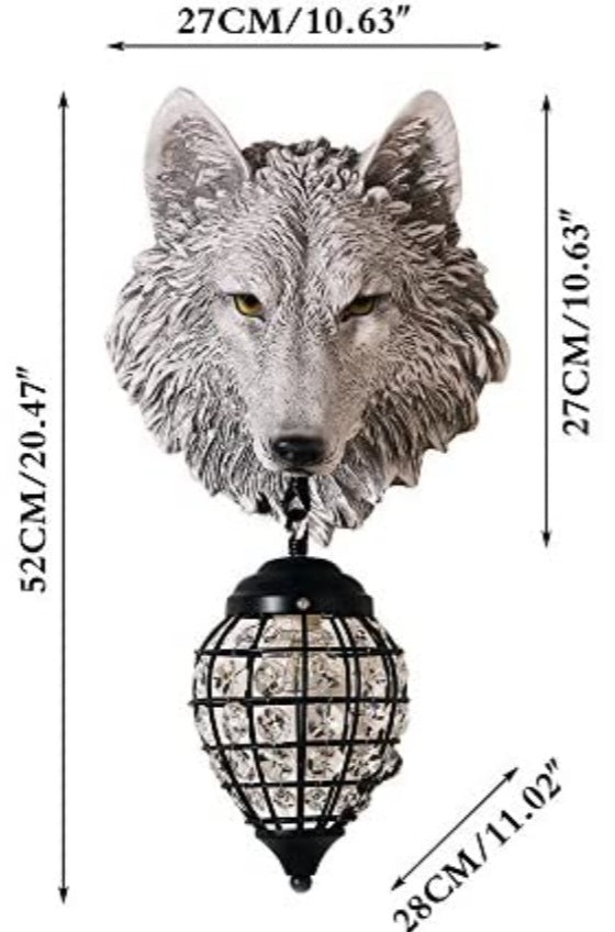 Wolf Head Wall Sconce Light Fixture Sculpture