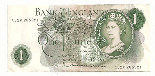 Bank of England One Pound One Bill Note BR41 368404 1960-1977